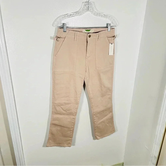 NEW Anthropologie Cropped Utility Khaki Pants Neutral Contemporary Modest Office - Picture 3 of 8